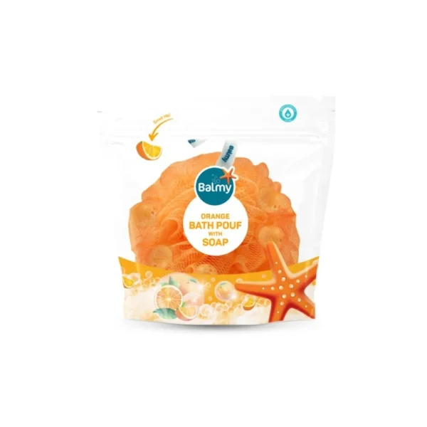 Sponzen>Balmi Bath Puff Orange Met Zeep