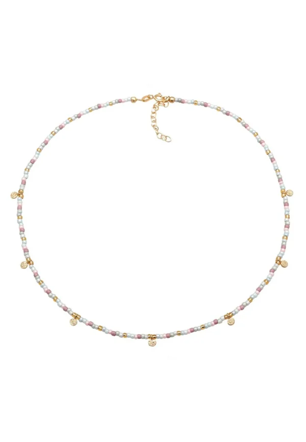 Enkelbandjes>Elli Dames Choker Plaatje Glazen Kralen In 925 Sterling Zilver Verguld