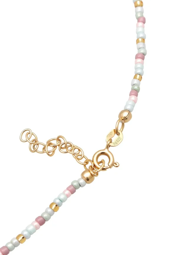 Enkelbandjes>Elli Dames Choker Plaatje Glazen Kralen In 925 Sterling Zilver Verguld