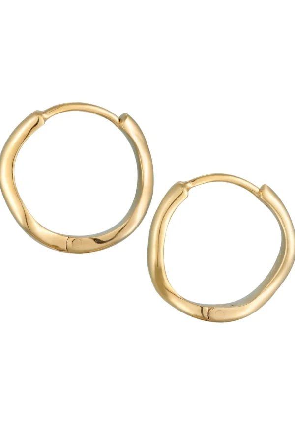 Oorringen>Elli Dames Creools Wave Design In 925 Sterling Zilver Verguld