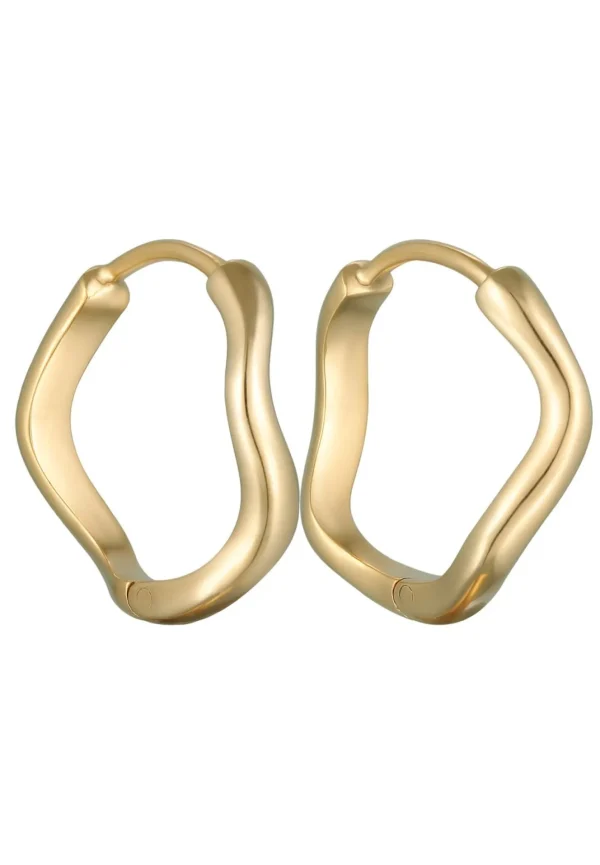 Oorringen>Elli Dames Creools Wave Design In 925 Sterling Zilver Verguld