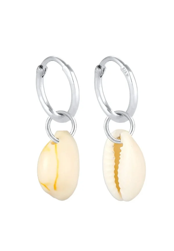 Oorringen>Elli Dames Creools Zee Vakantie Trend Met Kauri Schelpen In 925 Sterling Zilver Verguld