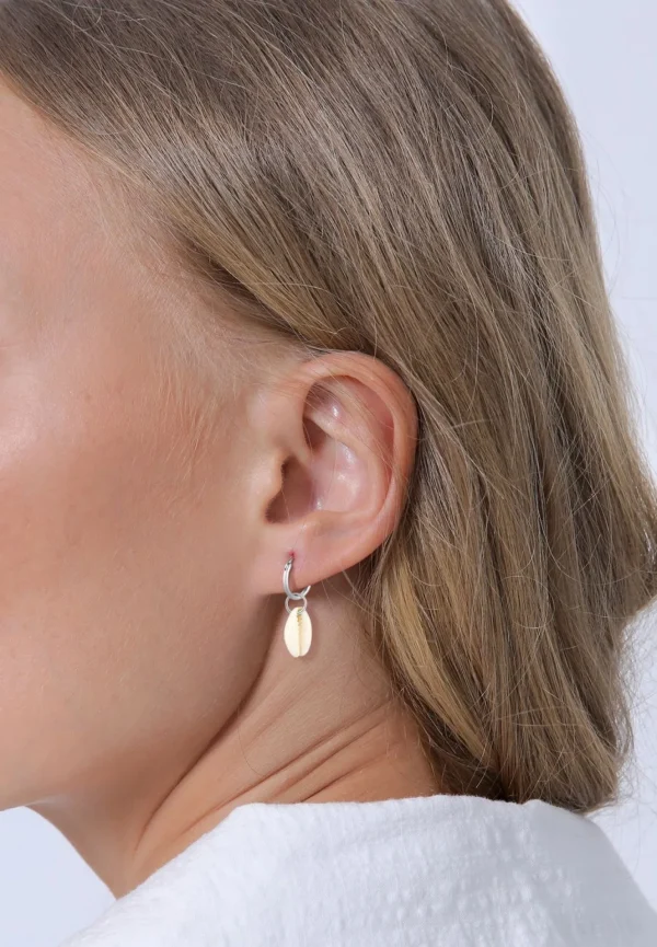 Oorringen>Elli Dames Creools Zee Vakantie Trend Met Kauri Schelpen In 925 Sterling Zilver Verguld
