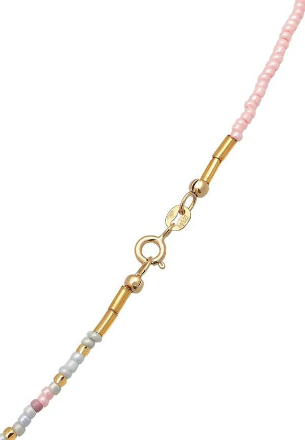 Kettingen>Elli Dames Glaskralen Met Gekweekte Zoetwaterparels In 925 Sterling Zilver Verguld