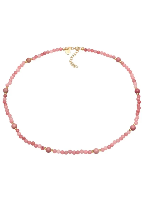 Kettingen>Elli PREMIUM Dames Choker Glaskralen Met Agaat In 925 Sterling Zilver Verguld
