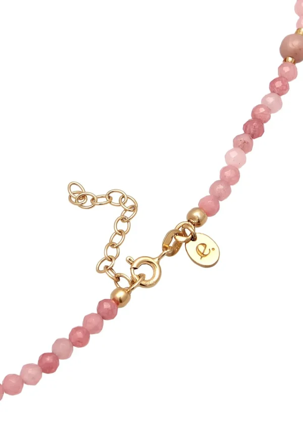 Kettingen>Elli PREMIUM Dames Choker Glaskralen Met Agaat In 925 Sterling Zilver Verguld