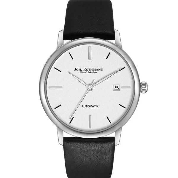 Herenhorloges>Joh. Rothmann Zelfopwindend Horloge Classic In Zilver Echt Leer In Zwart