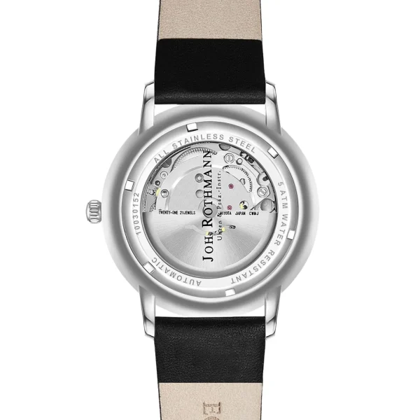 Herenhorloges>Joh. Rothmann Zelfopwindend Horloge Classic In Zilver Echt Leer In Zwart