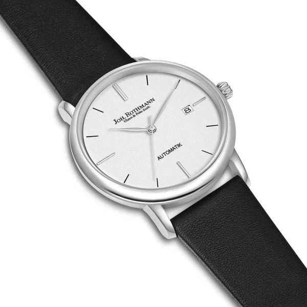 Herenhorloges>Joh. Rothmann Zelfopwindend Horloge Classic In Zilver Echt Leer In Zwart