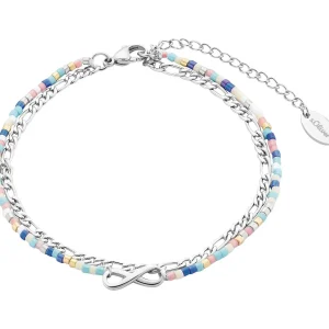 Enkelbandjes>s.Oliver Enkelband Voor Dames, Roestvrij Staal, Glas | Infinity